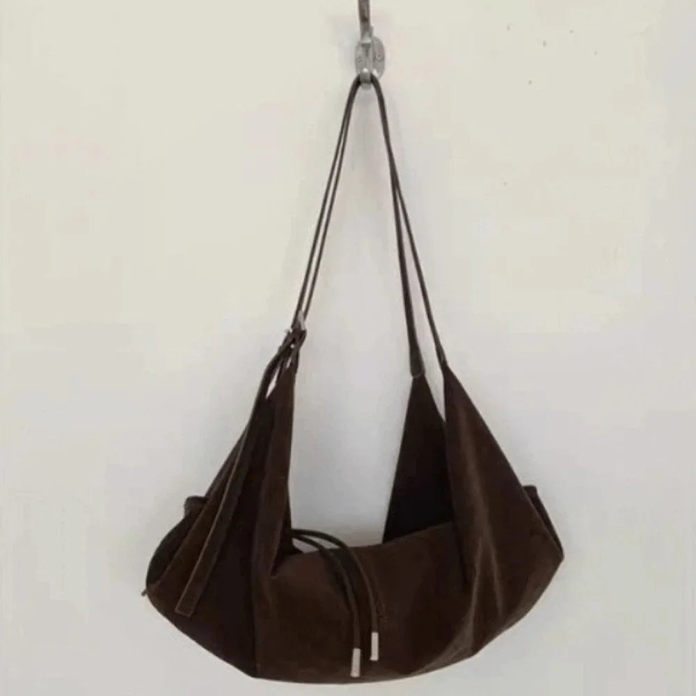Deer Suede Surface Korean Crossbody Bag High Quality Double Shoulder Strap Casual Crossbody Bag Velvet Surface
